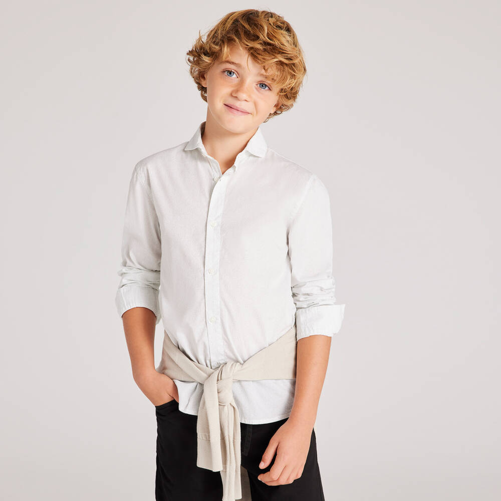 Mayoral Nukutavake-Boys Classic White Cotton Top | Childrensalon Outlet