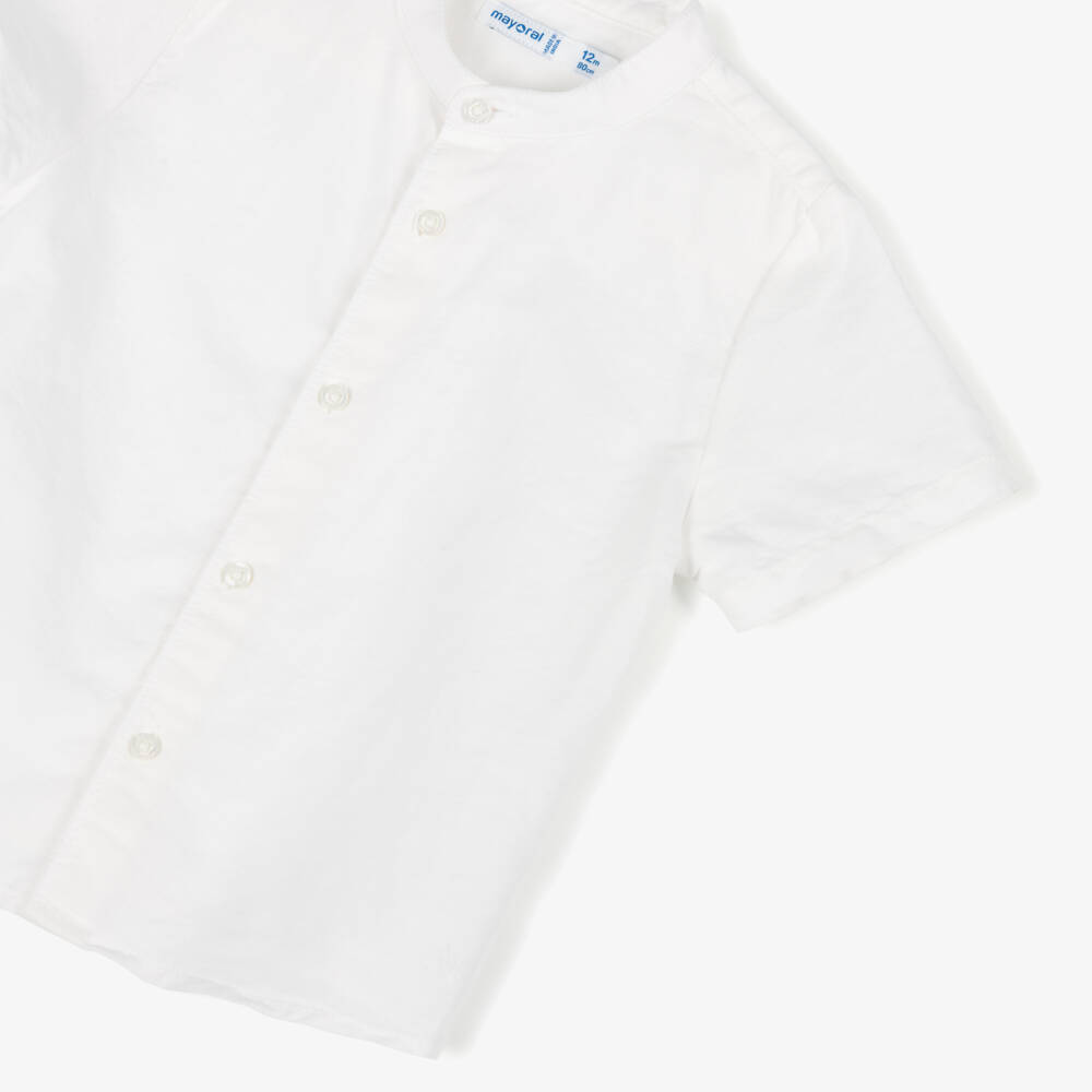 Mayoral-Boys Classic White Linen Blend Shirt | Childrensalon Outlet