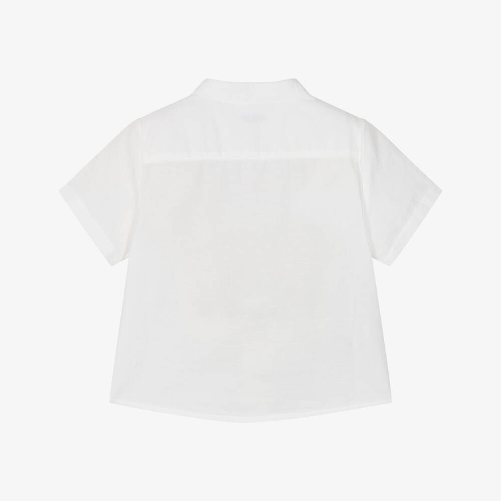 Mayoral-Boys Classic White Linen Blend Shirt | Childrensalon Outlet