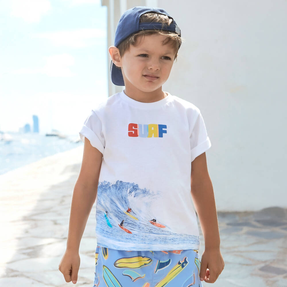 Mayoral-Boys Cotton Beach Wave Tee | Childrensalon Outlet