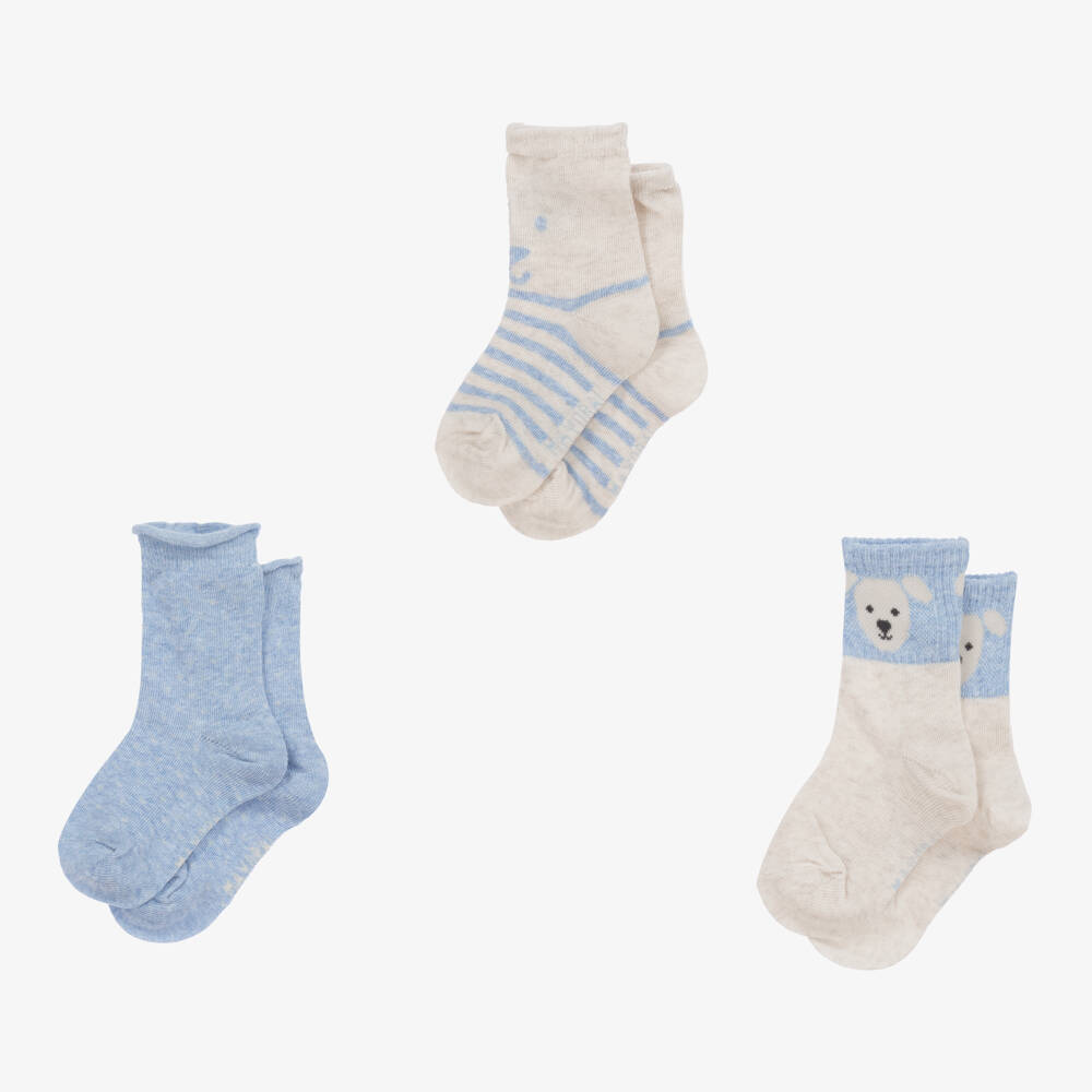 Mayoral-Boys Cotton Blue Bear Socks Set | Childrensalon Outlet