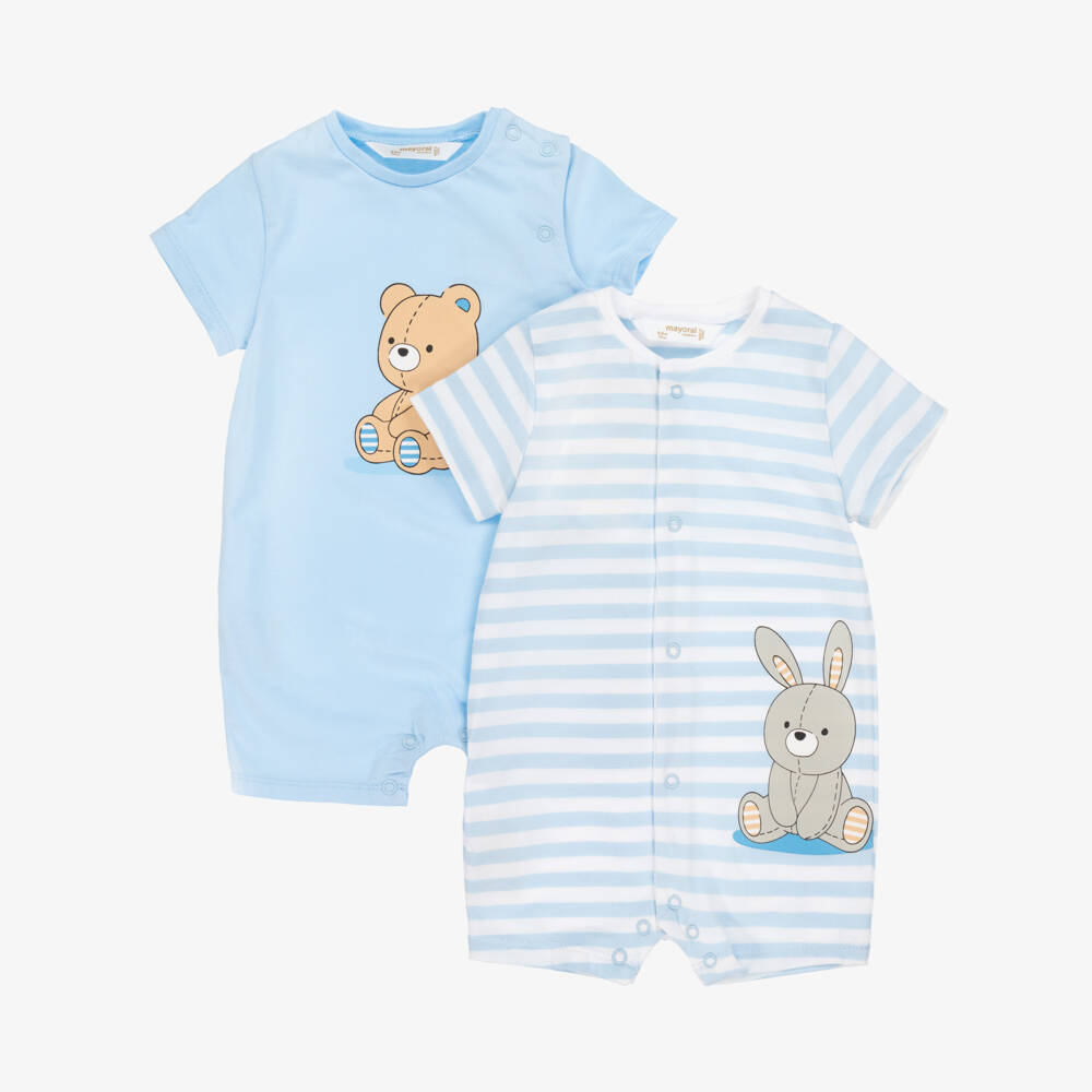Mayoral Newborn-Boys Cotton Blue Shorties Duo | Childrensalon Outlet