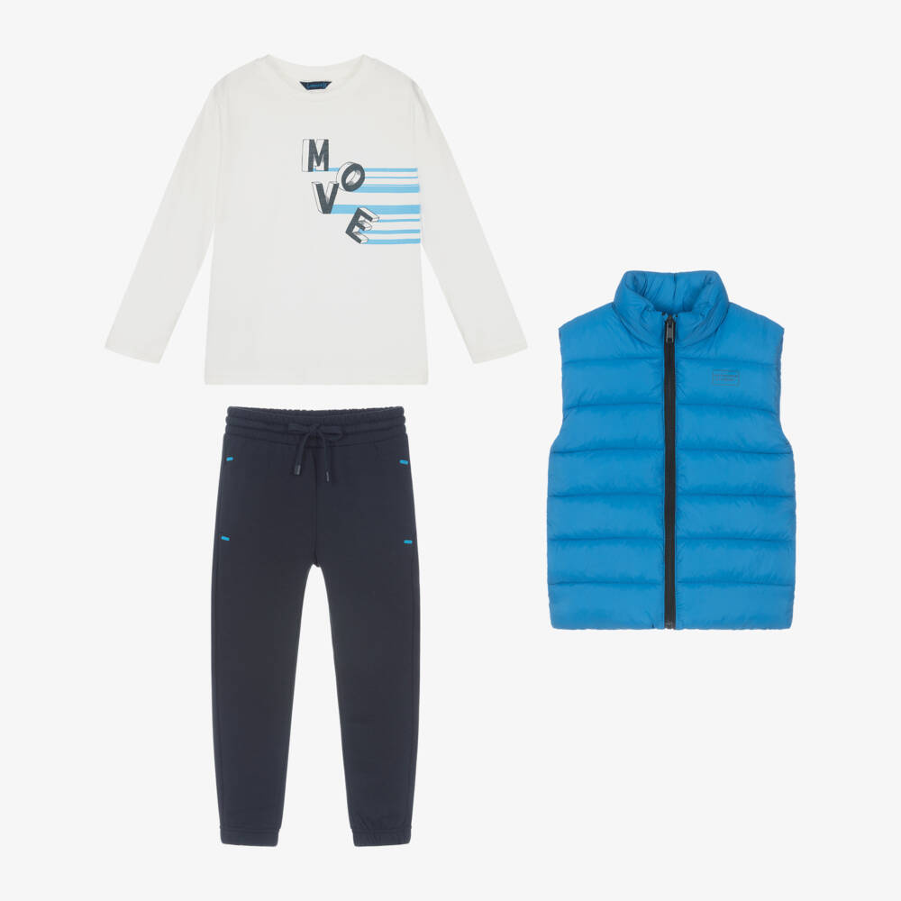 Mayoral-Boys Cotton Blue Trousers Ensemble | Childrensalon Outlet