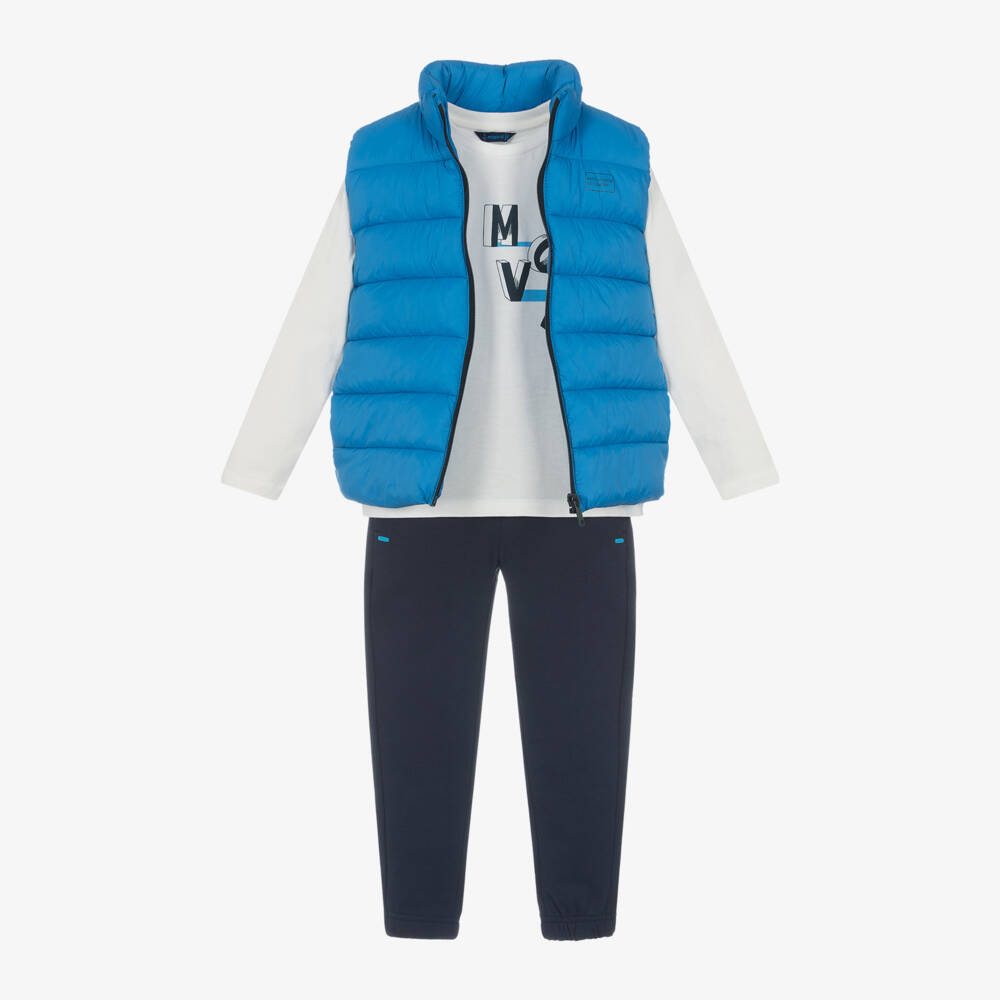 Mayoral-Boys Cotton Blue Trousers Ensemble | Childrensalon Outlet