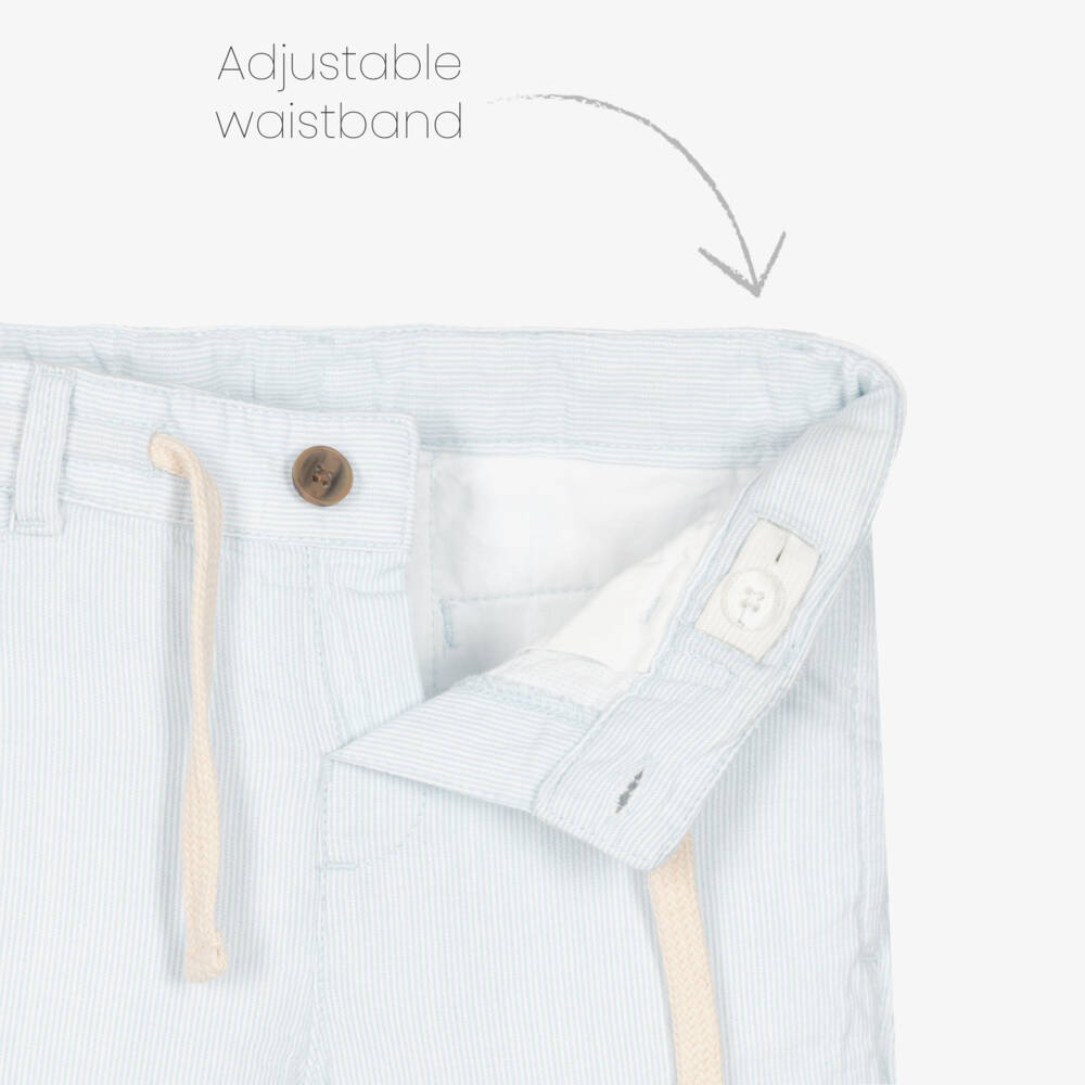 Mayoral-Boys Cotton Blue & White Shorts | Childrensalon Outlet