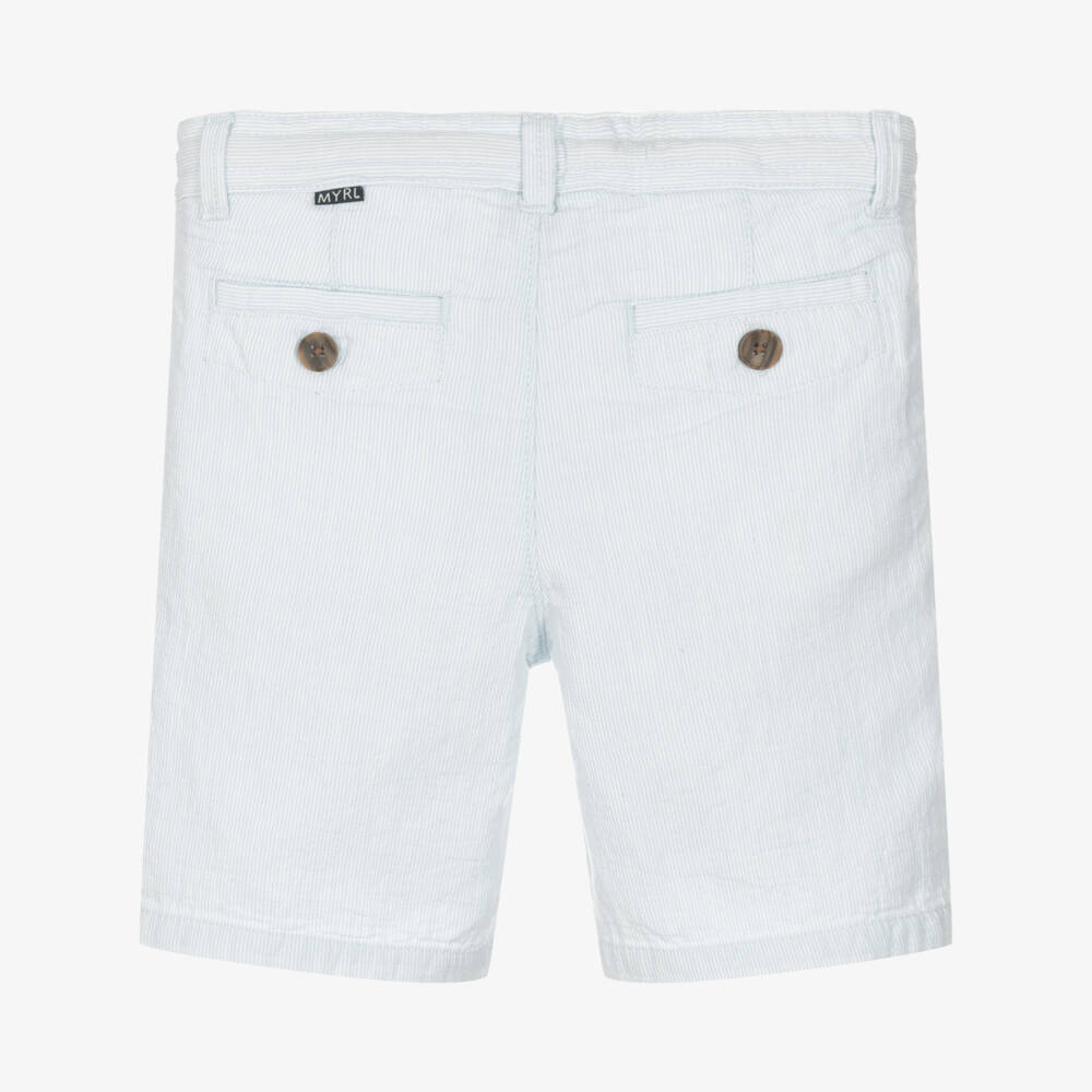 Mayoral-Boys Cotton Blue & White Shorts | Childrensalon Outlet