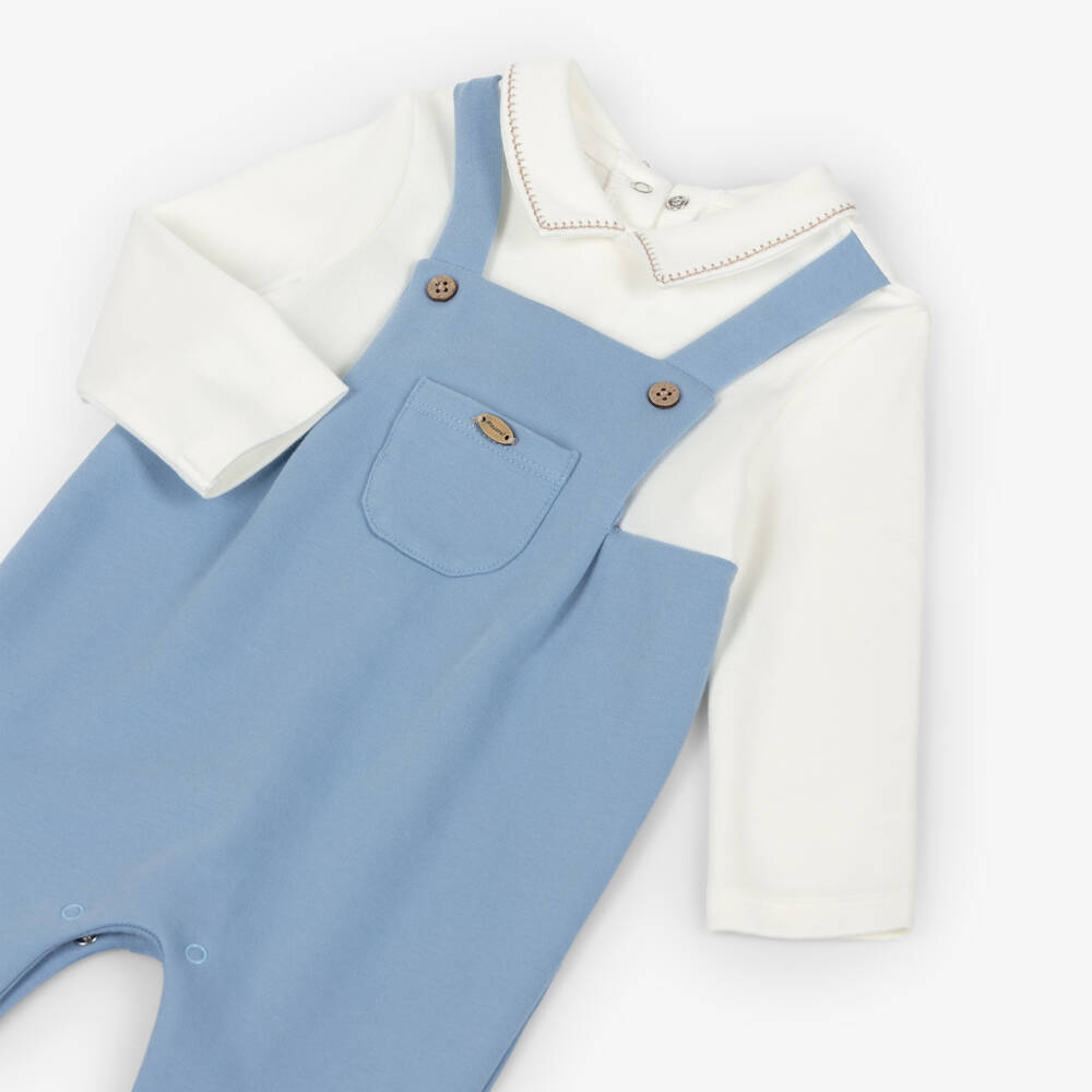 Mayoral Newborn-Boys Blue Cotton Dungaree Babygrow | Childrensalon Outlet