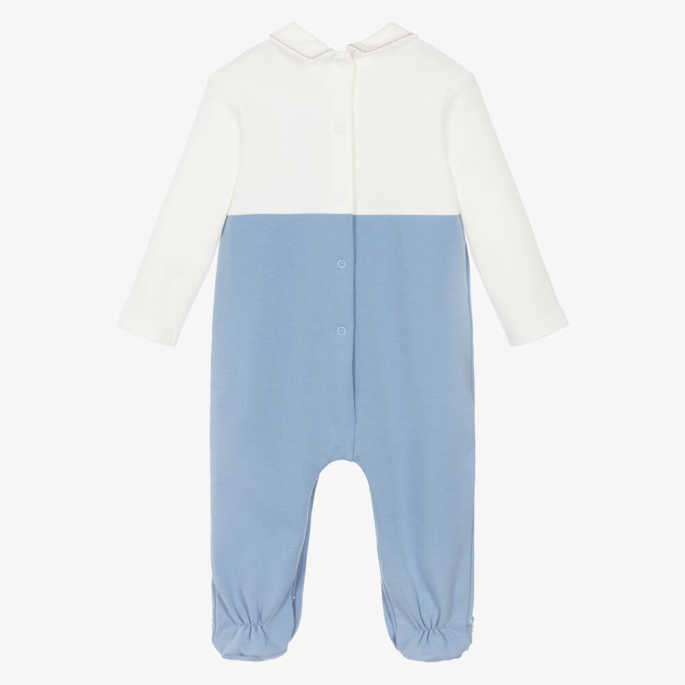 Mayoral Newborn-Boys Blue Cotton Dungaree Babygrow | Childrensalon Outlet