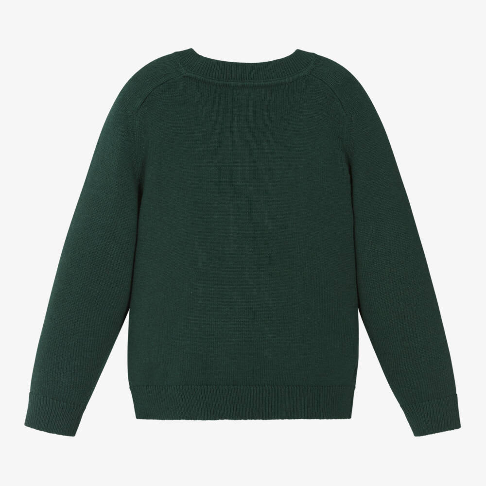 Mayoral-بلوفر مزيج قطن محبوك لون أخضر داكن للأولاد | Childrensalon Outlet