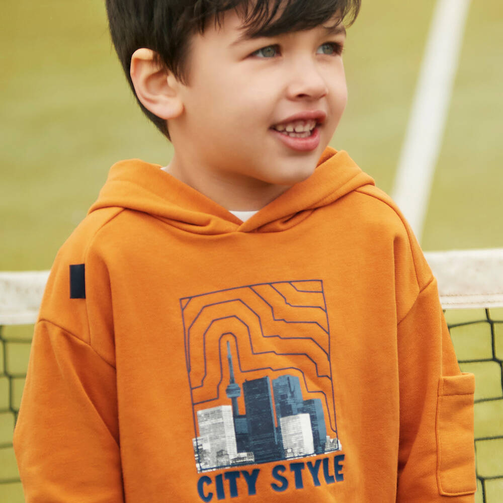 Mayoral-Boys Cotton Hoodie with City Design | Childrensalon Outlet