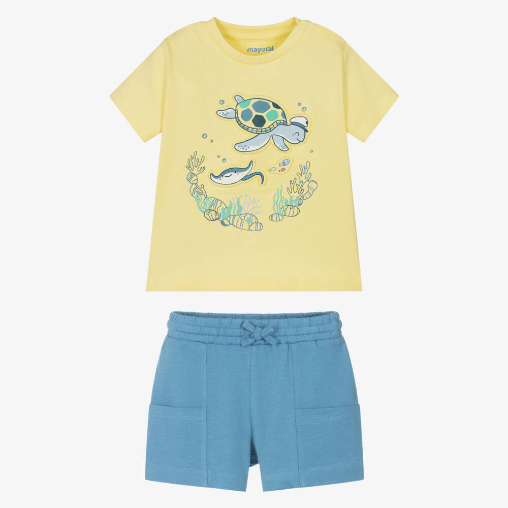 Mayoral-Boys Cotton Jersey Turquoise Set | Childrensalon Outlet