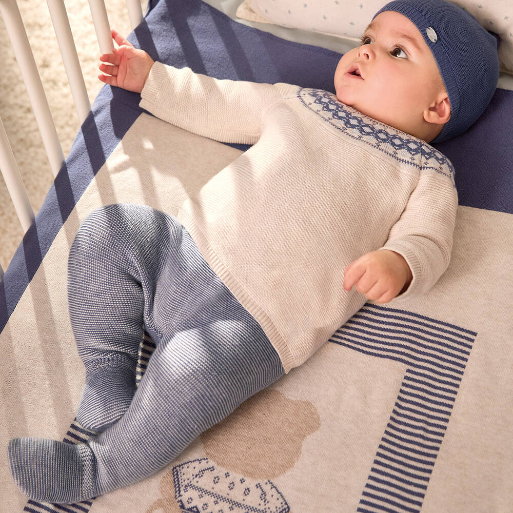 Mayoral-أفرول بيبي غرو قطعتين قطن محبوك لون أزرق للمواليد | Childrensalon Outlet