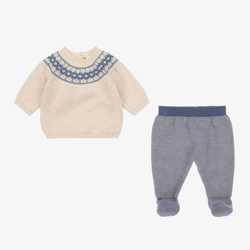 Mayoral-أفرول بيبي غرو قطعتين قطن محبوك لون أزرق للمواليد | Childrensalon Outlet