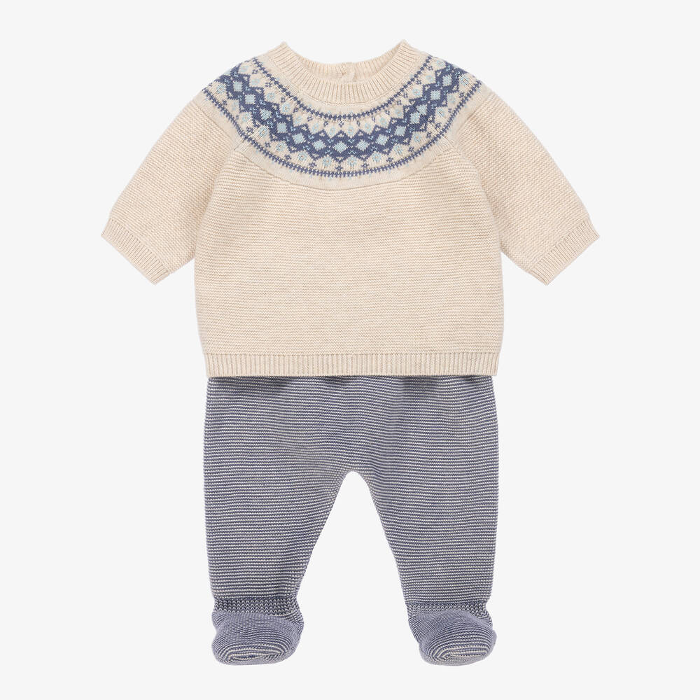 Mayoral - Boys Cotton Knit 2 Piece Babygrow | Childrensalon