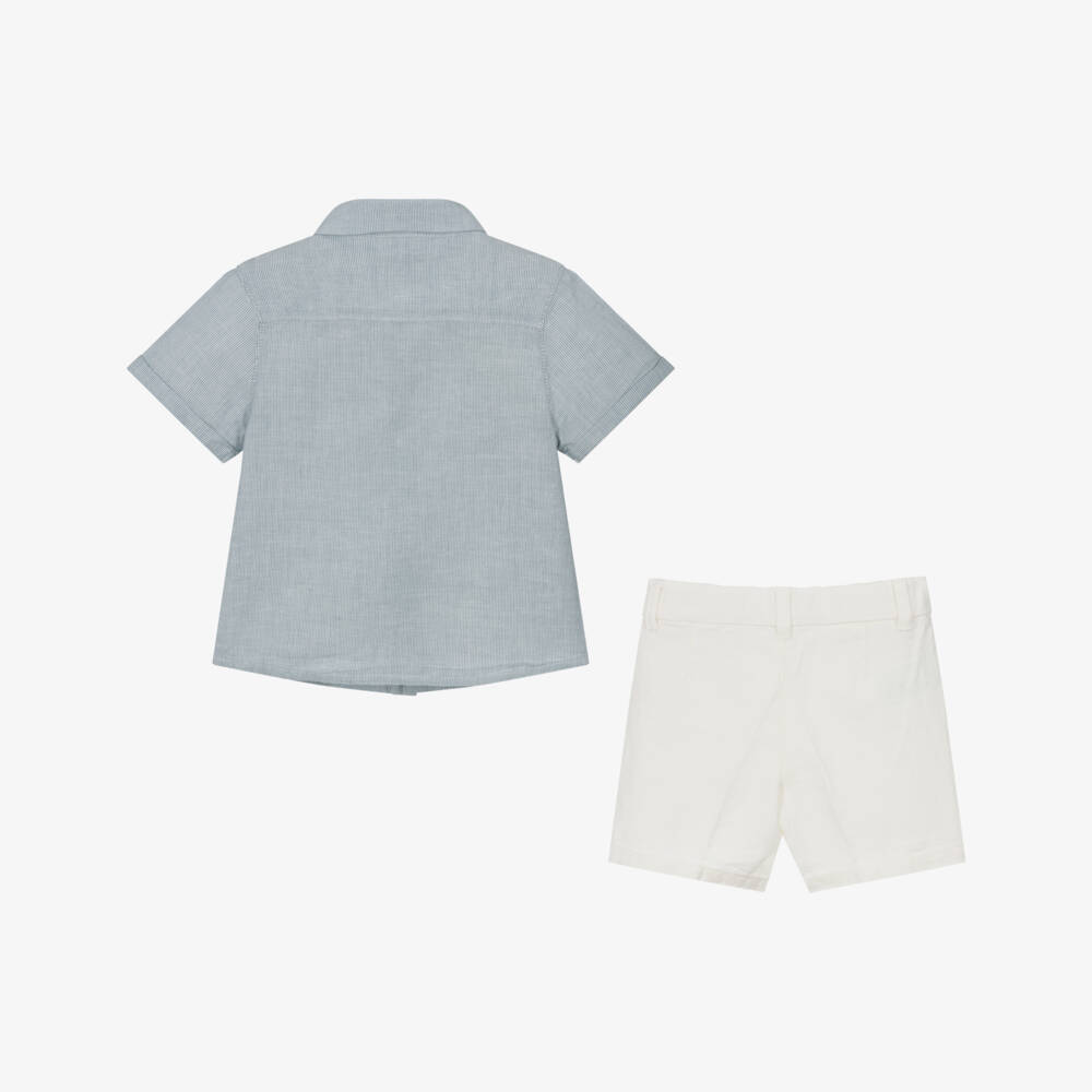 Mayoral-Boys Cotton & Linen Striped Ensemble | Childrensalon Outlet