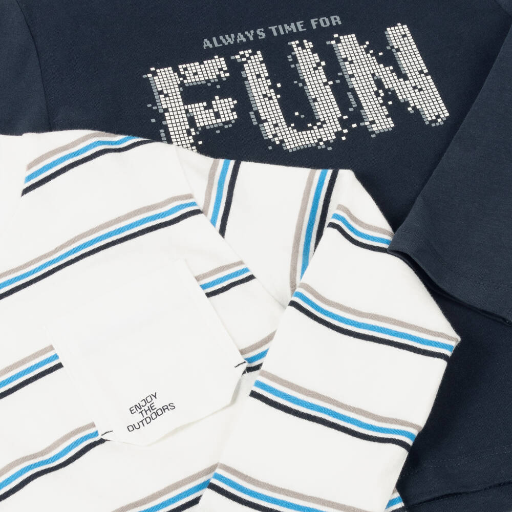 مايورال-توب قطن لون أبيض وكحلي للأولاد ( عدد 2) | Childrensalon Outlet