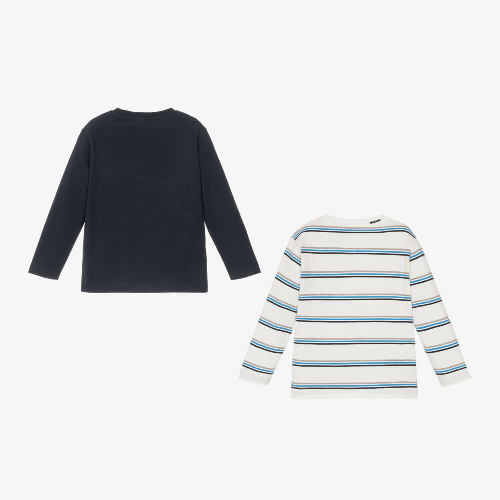 مايورال-توب قطن لون أبيض وكحلي للأولاد ( عدد 2) | Childrensalon Outlet