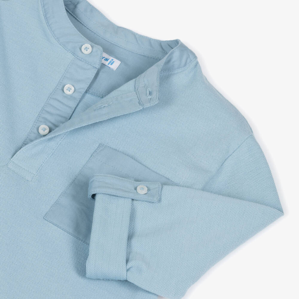 Mayoral-Boys Cotton Piqué Blue Pullover | Childrensalon Outlet