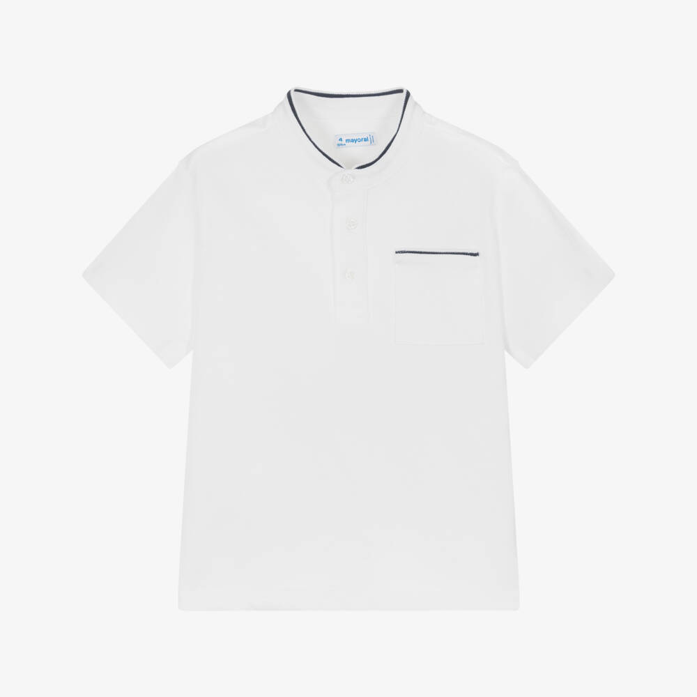 Mayoral-Boys Cotton Piqué Polo White | Childrensalon Outlet
