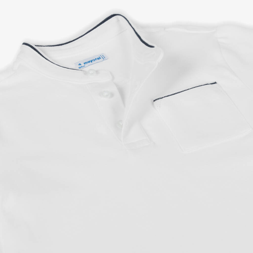 Mayoral-Boys Cotton Piqué Polo White | Childrensalon Outlet