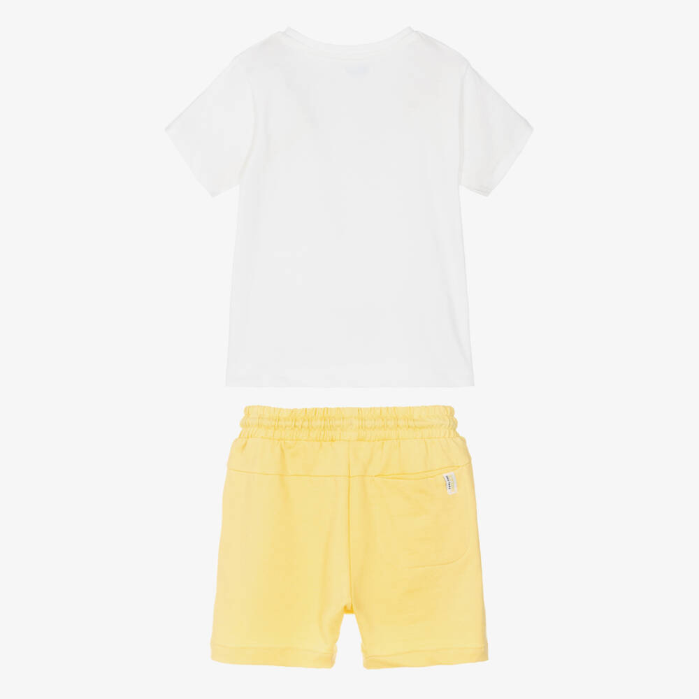 Mayoral-Boys Cotton Surfboard Yellow Shorts Ensemble | Childrensalon Outlet