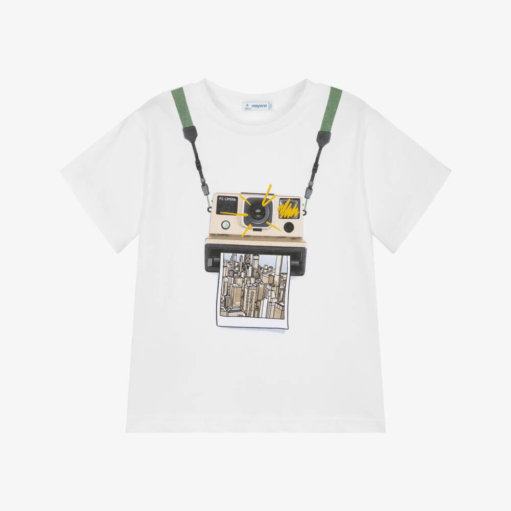 Mayoral-Boys Cotton Tee with Camera Print | Childrensalon Outlet