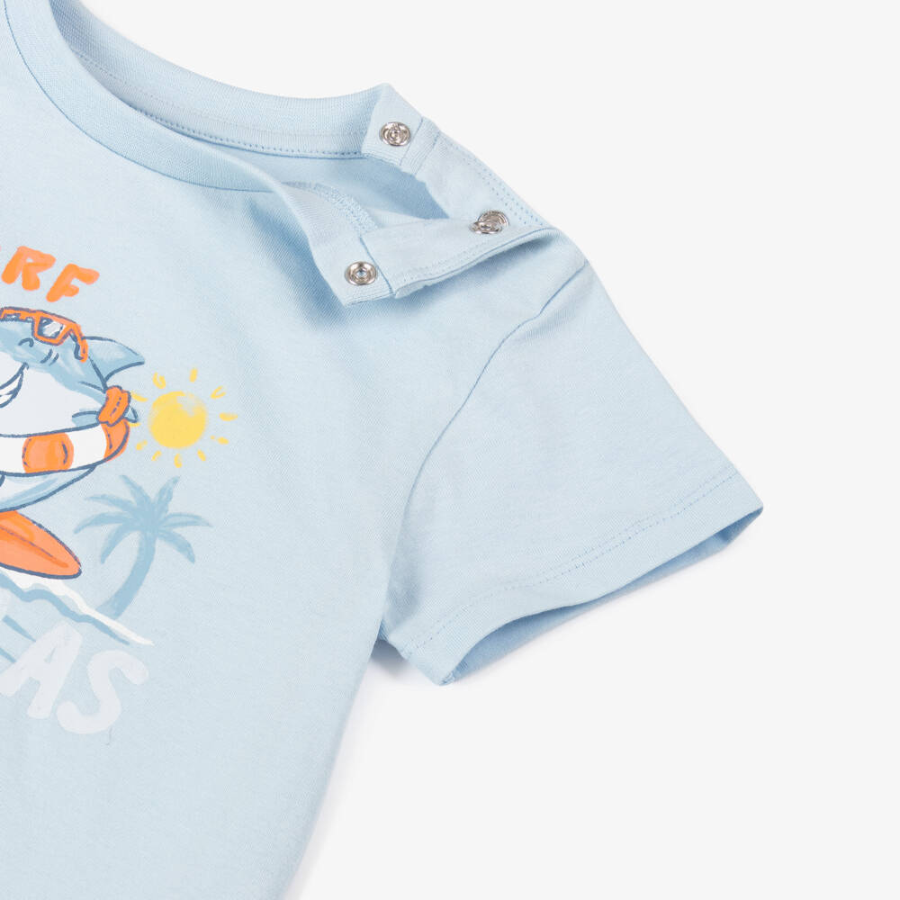 Mayoral-Boys Cotton Tee with Surfing Shark | Childrensalon Outlet