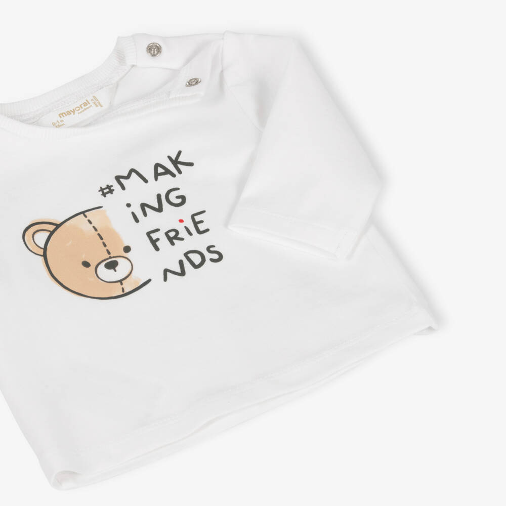 Mayoral Newborn-Boys Cotton Tee with Teddy Print | Childrensalon Outlet