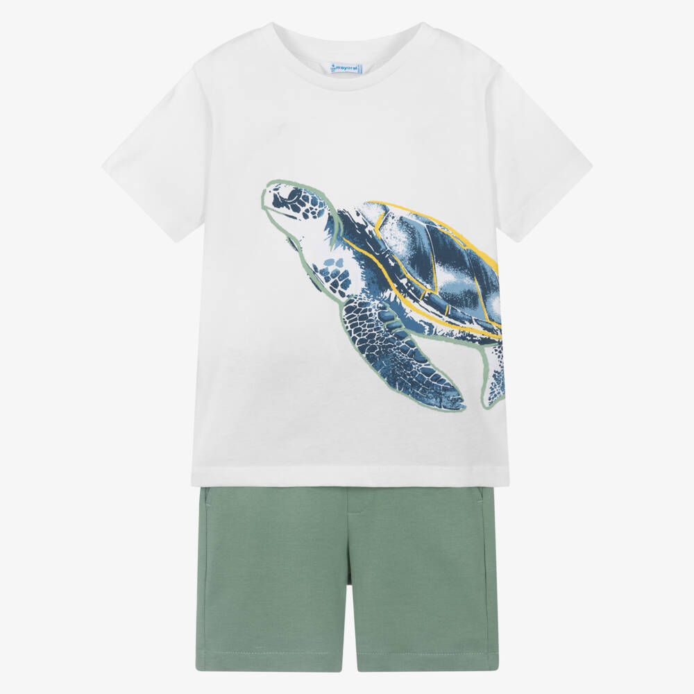 Mayoral-Boys Cotton Turtle Shorts Ensemble | Childrensalon Outlet