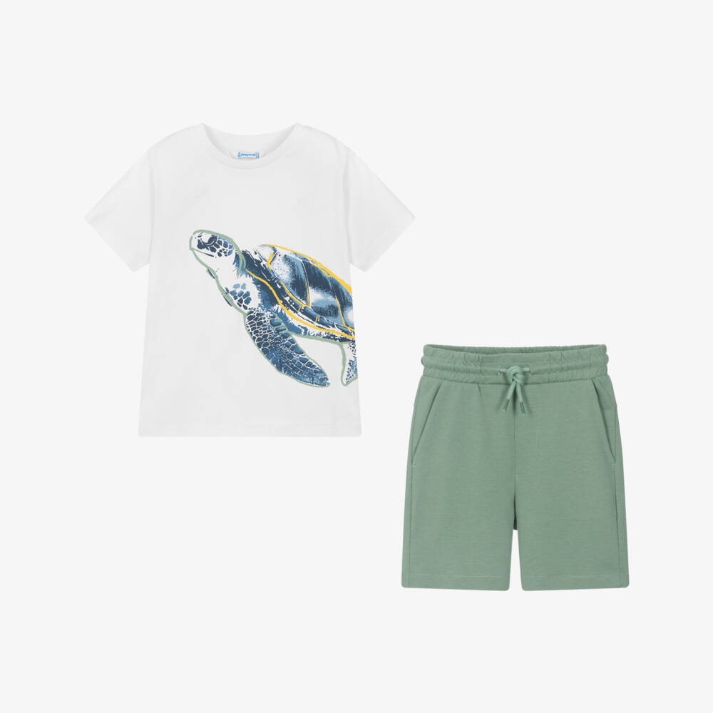 Mayoral-Boys Cotton Turtle Shorts Ensemble | Childrensalon Outlet