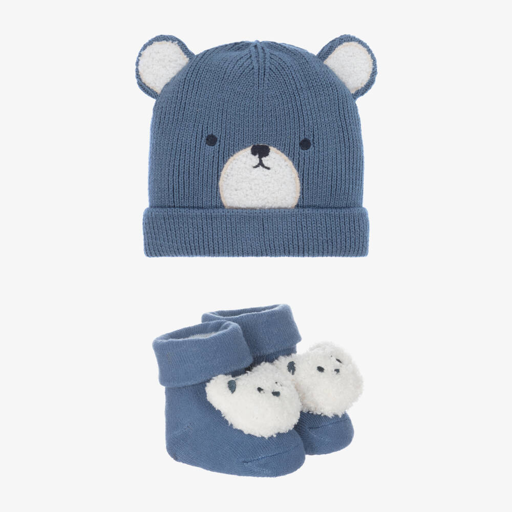 Mayoral Newborn-Boys Cozy Blue Bear Beanie Duo | Childrensalon Outlet