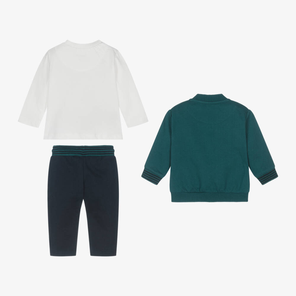 Mayoral-Boys Cozy Green & Blue Panda Ensemble | Childrensalon Outlet