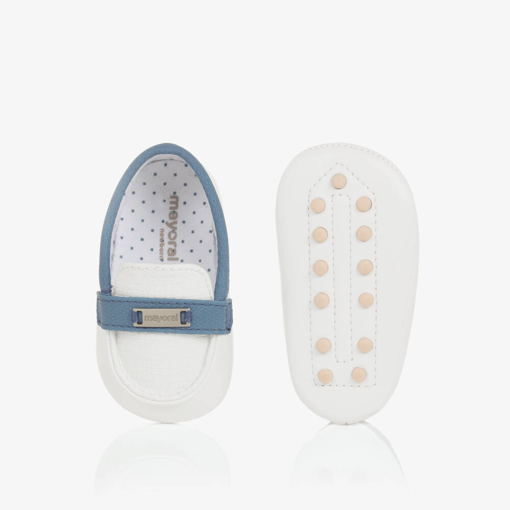 Mayoral Newborn-Boys Cozy White Pre-Walker Loafers | Childrensalon Outlet