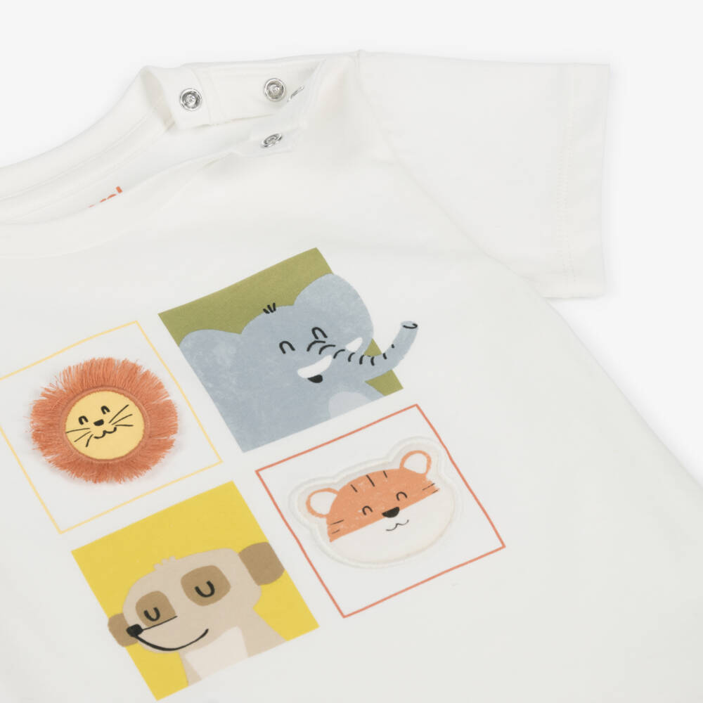 Mayoral-Boys Cream Jungle Safari Tee | Childrensalon Outlet