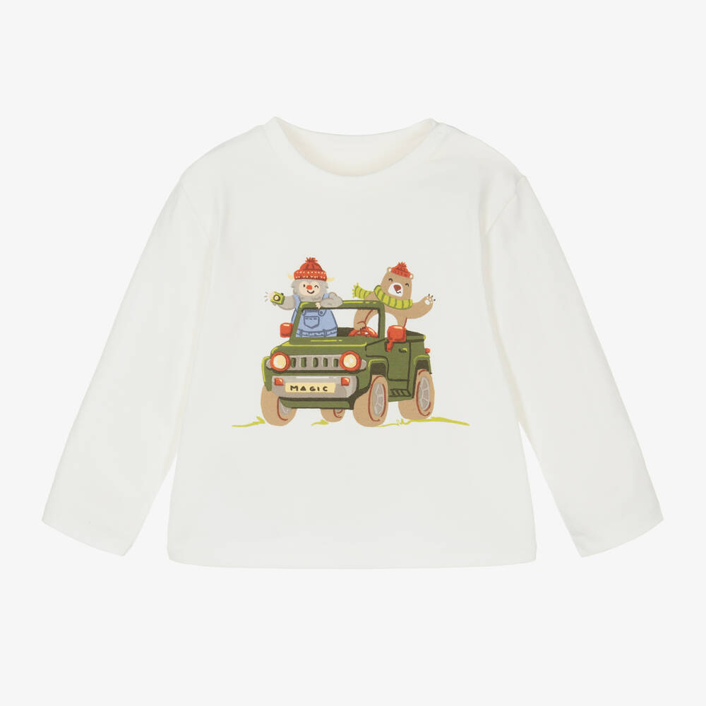 Mayoral-Boys Cream Long Sleeve Tee | Childrensalon Outlet
