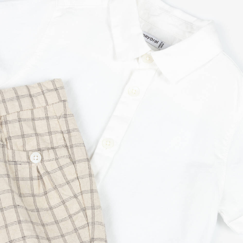 Mayoral-Boys Cream & Sand Cotton Ensemble | Childrensalon Outlet