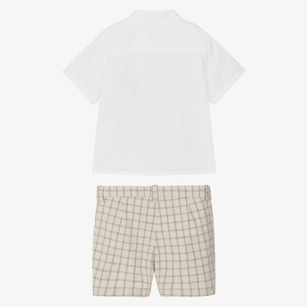 Mayoral-Boys Cream & Sand Cotton Ensemble | Childrensalon Outlet