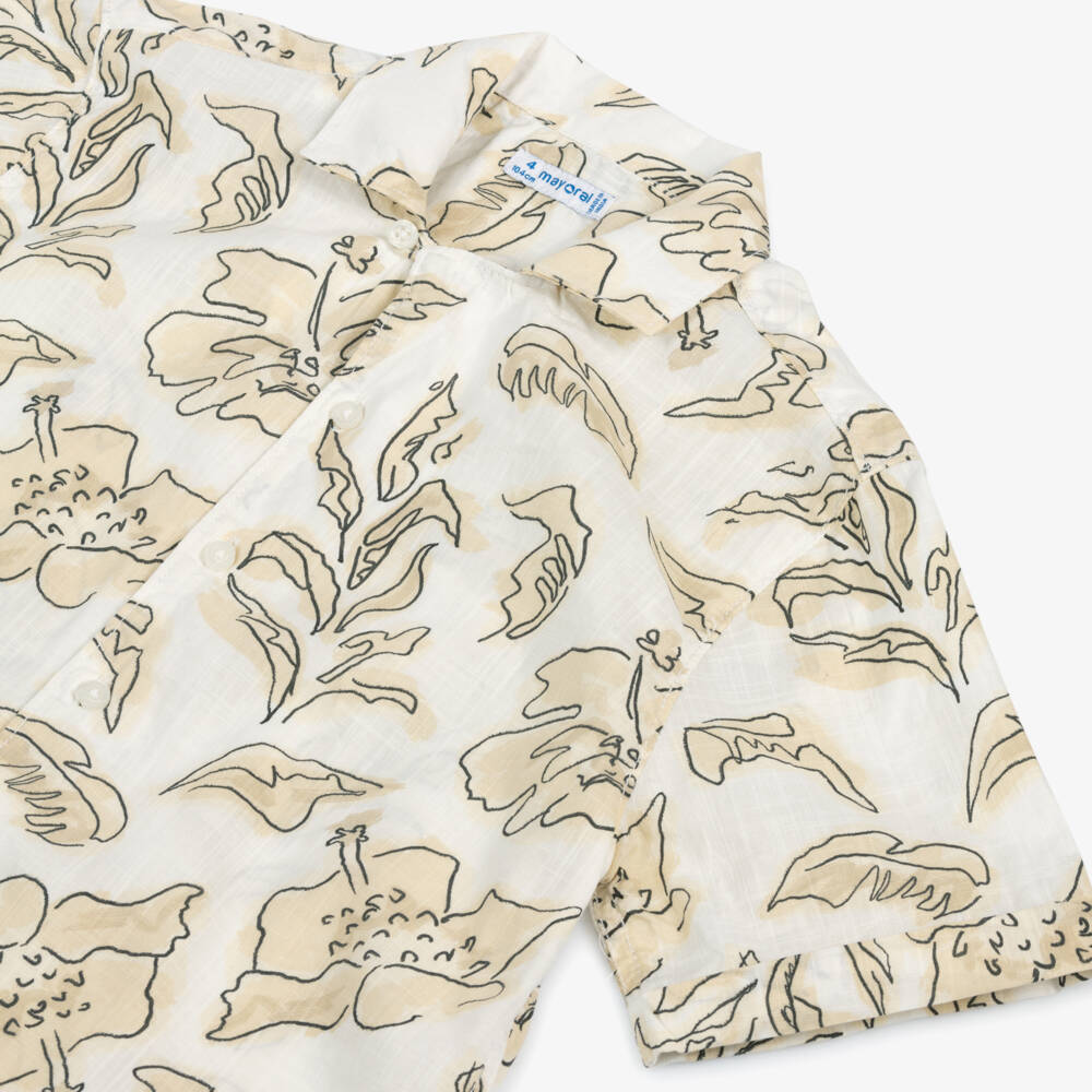 مايورال-قميص قطني بلون الكريم والرمال للأولاد | Childrensalon Outlet