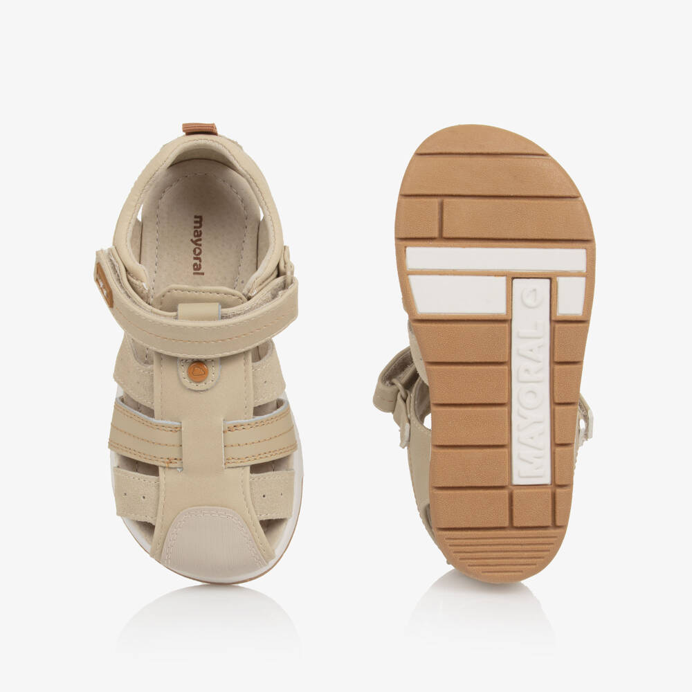 Mayoral-صنادل جلدية شامواه كريمية للأولاد | Childrensalon Outlet