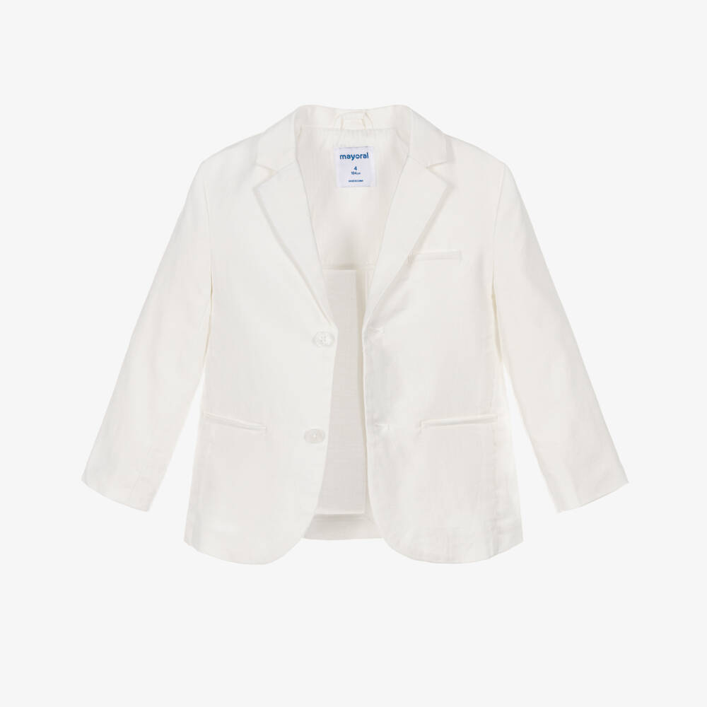 Mayoral-Boys Creamy Cotton-Linen Blazer | Childrensalon Outlet