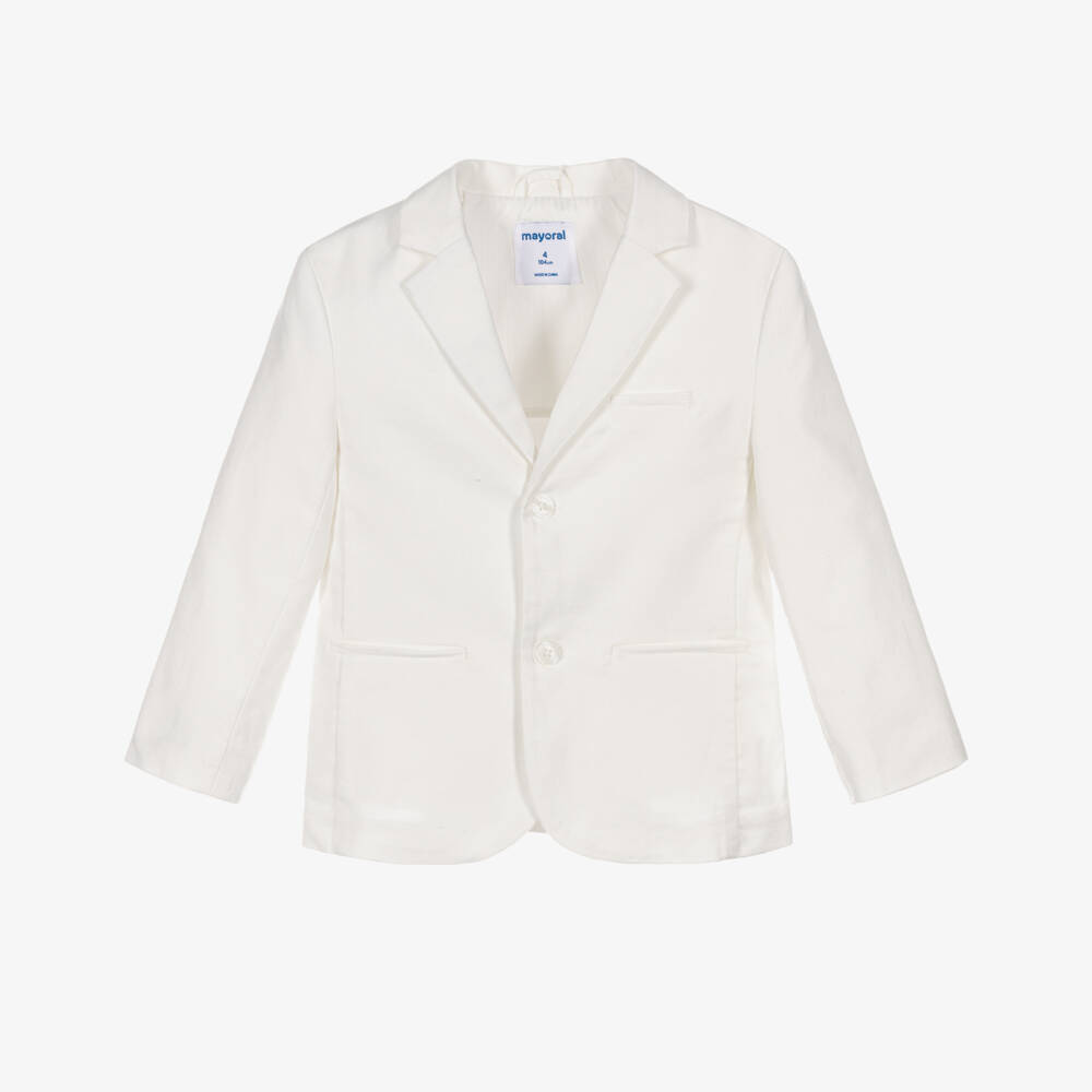 Mayoral-Boys Creamy Cotton-Linen Blazer | Childrensalon Outlet