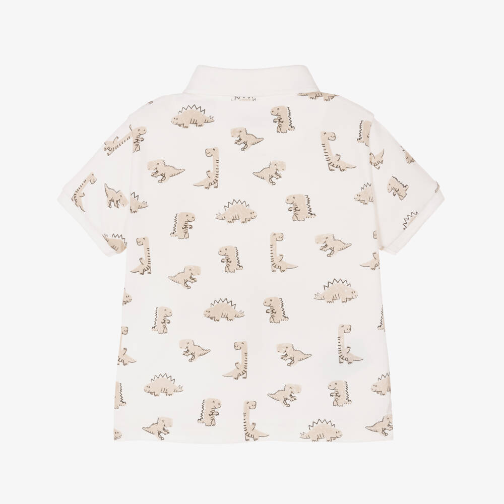 Mayoral-Boys Creamy Dino Piqué Polo | Childrensalon Outlet