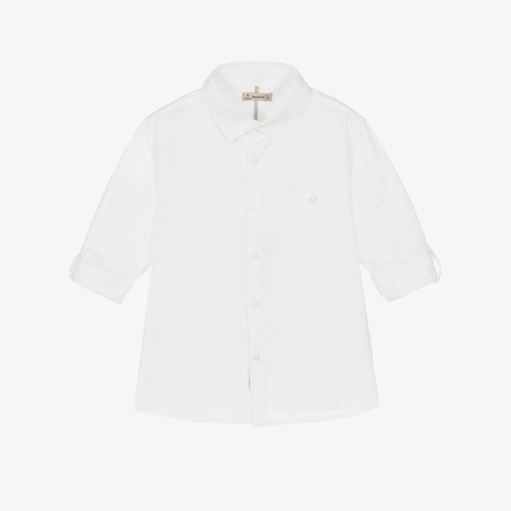 Mayoral-Boys Crisp Linen Blend Shirt | Childrensalon Outlet