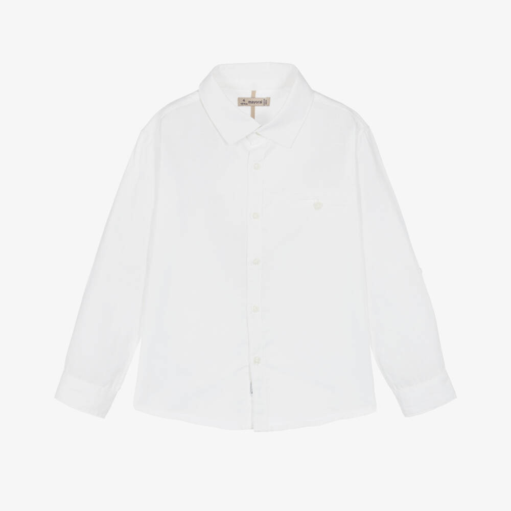 Mayoral-Boys Crisp Linen Blend Shirt | Childrensalon Outlet
