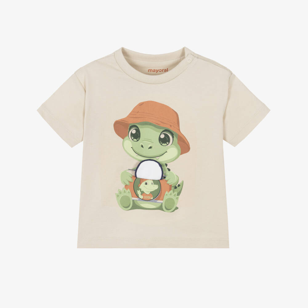 Mayoral-Boys Croc Beige T-Shirt | Childrensalon Outlet
