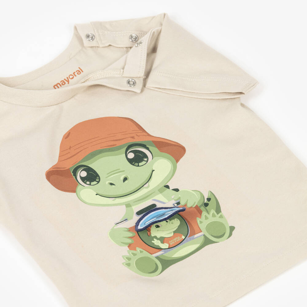 Mayoral-Boys Croc Beige T-Shirt | Childrensalon Outlet