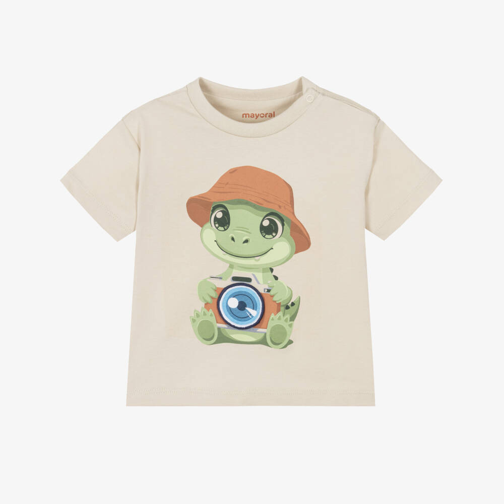 Mayoral-Boys Croc Beige T-Shirt | Childrensalon Outlet