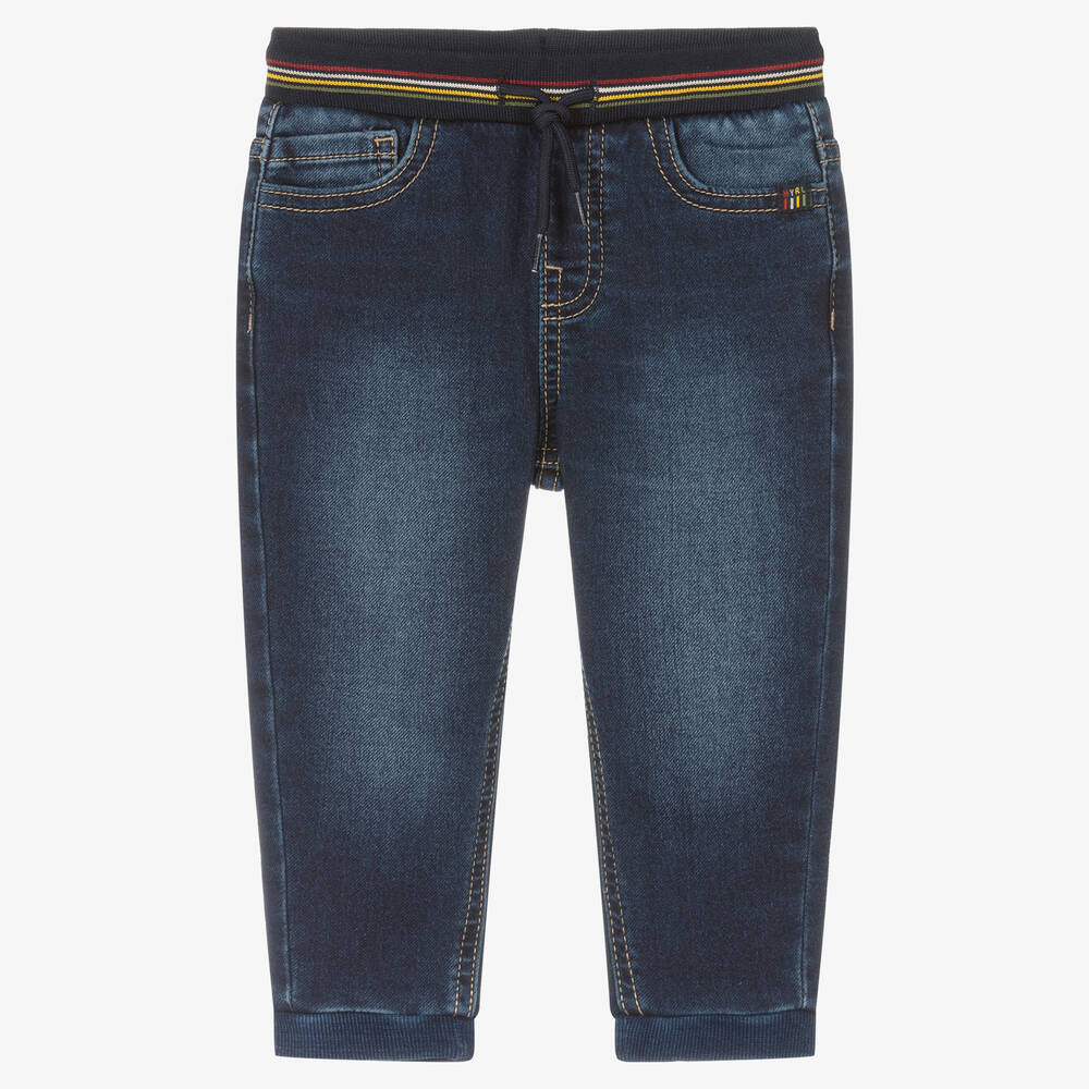 Mayoral-Boys Dark Blue Cotton Jogger-Fit Jeans | Childrensalon Outlet