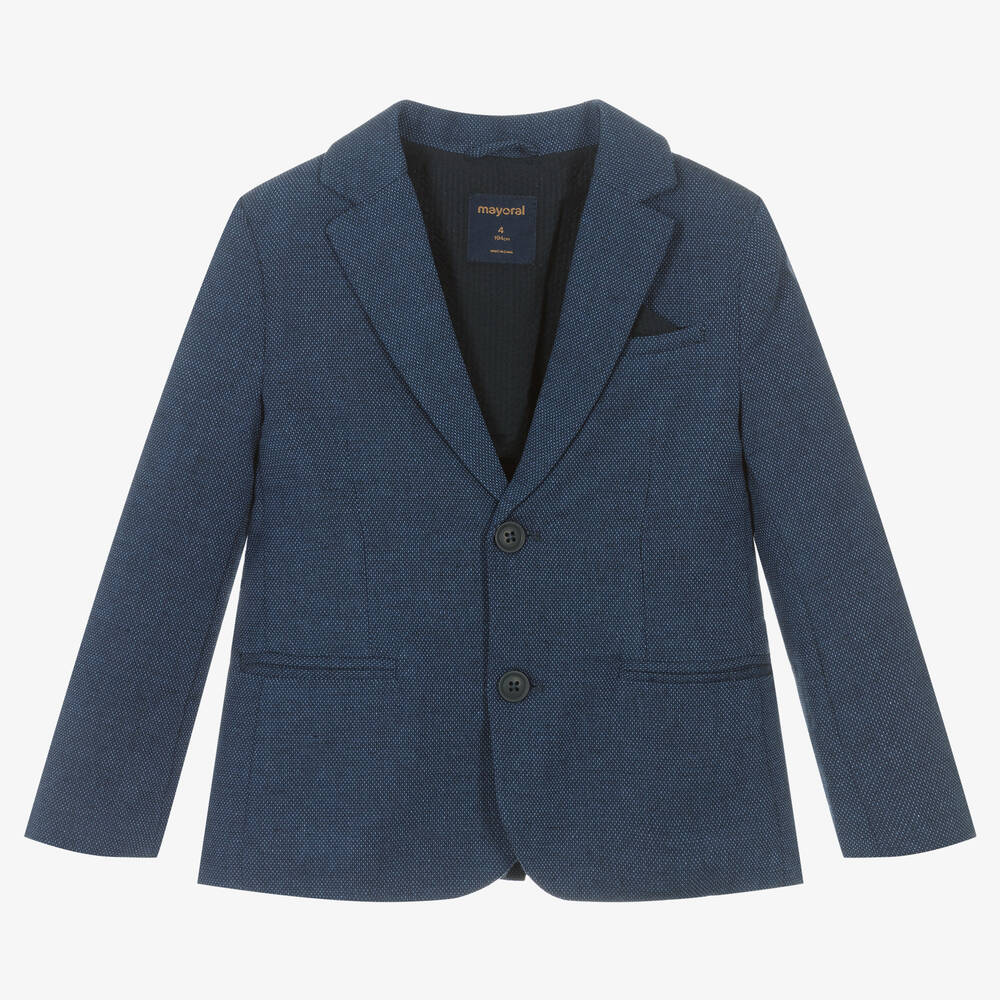 Mayoral - Blazer bleu foncé en coton et lin garçon | Childrensalon