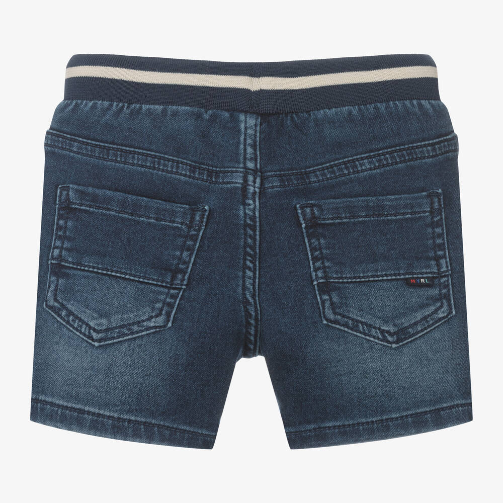 Mayoral-شورت أطفال ولادي قطن دنيم جيرسي لون أزرق داكن | Childrensalon Outlet